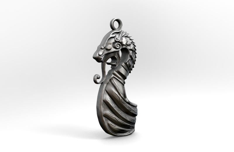 Viking dragon pendant  3D print model_3
