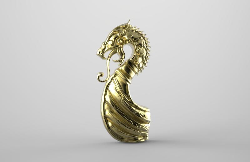 Viking dragon pendant  3D print model_7