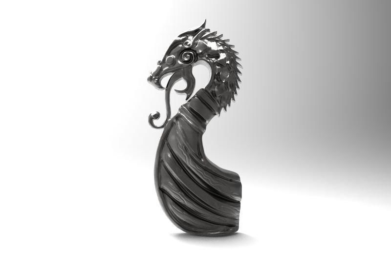 Viking dragon pendant  3D print model_5