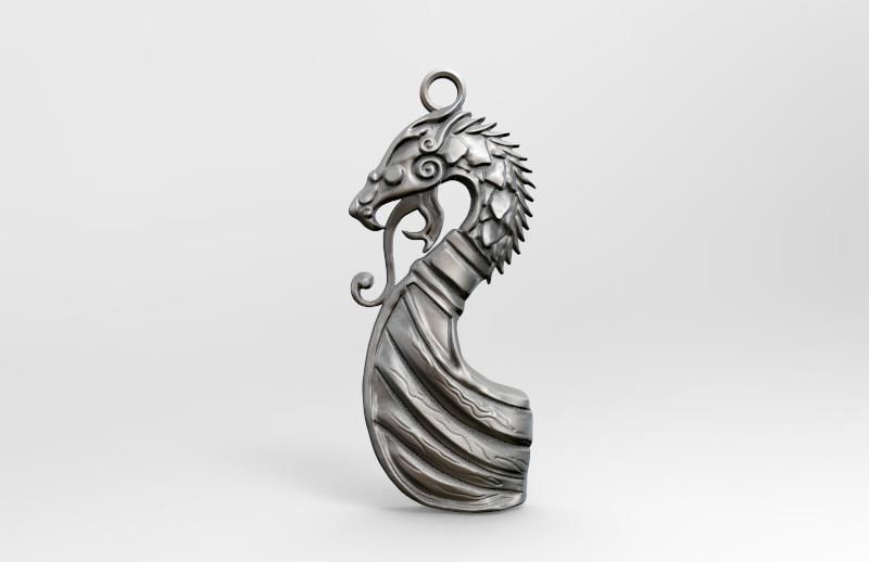 Viking dragon pendant  3D print model_1