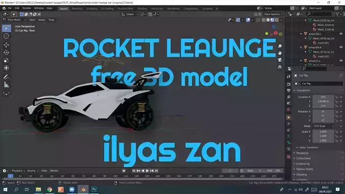 rocket league 3D model original FREE Octane Free low-poly 3D model