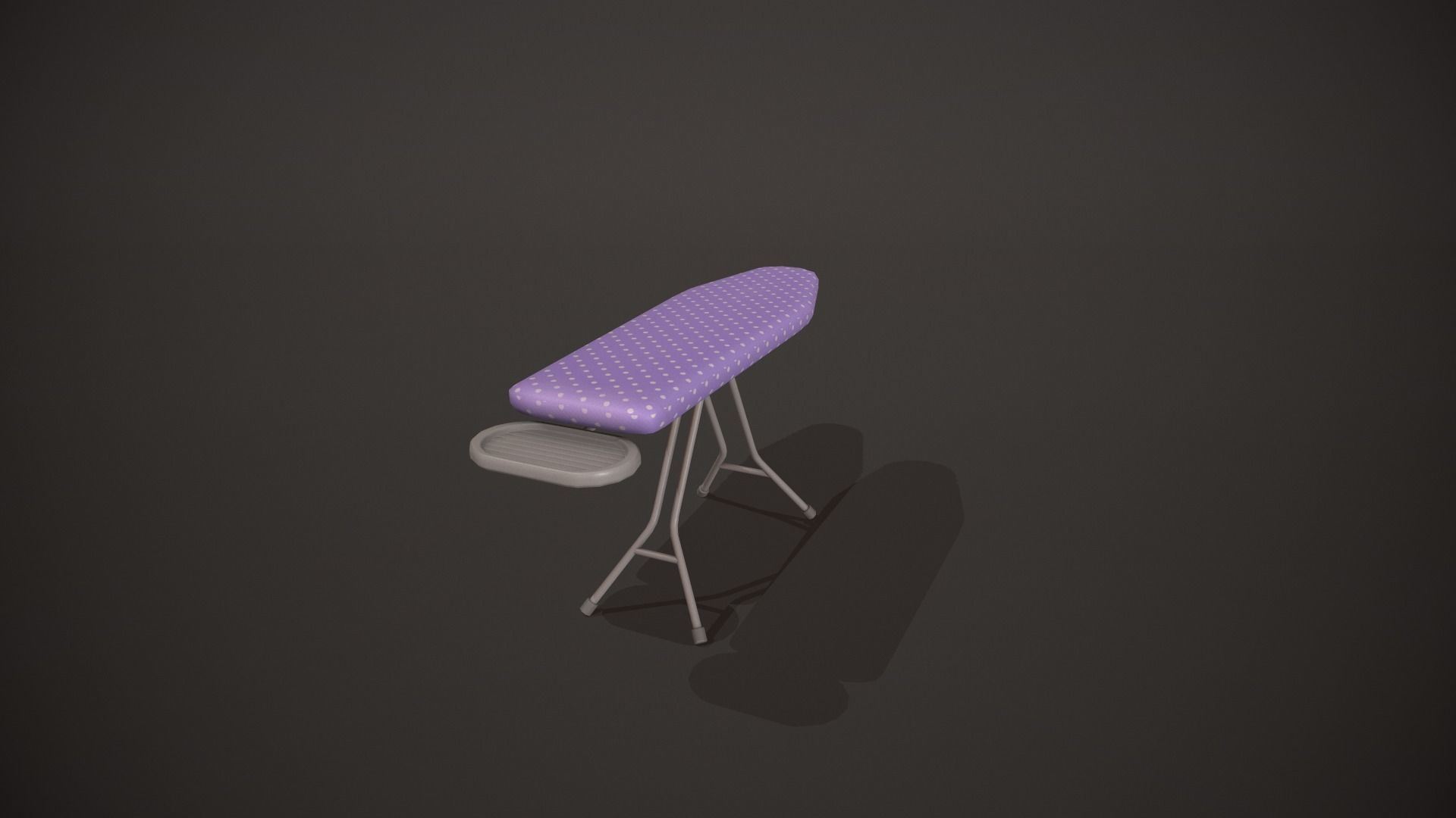 Purple and White Spots Ironing Board Low-poly 3D model_3