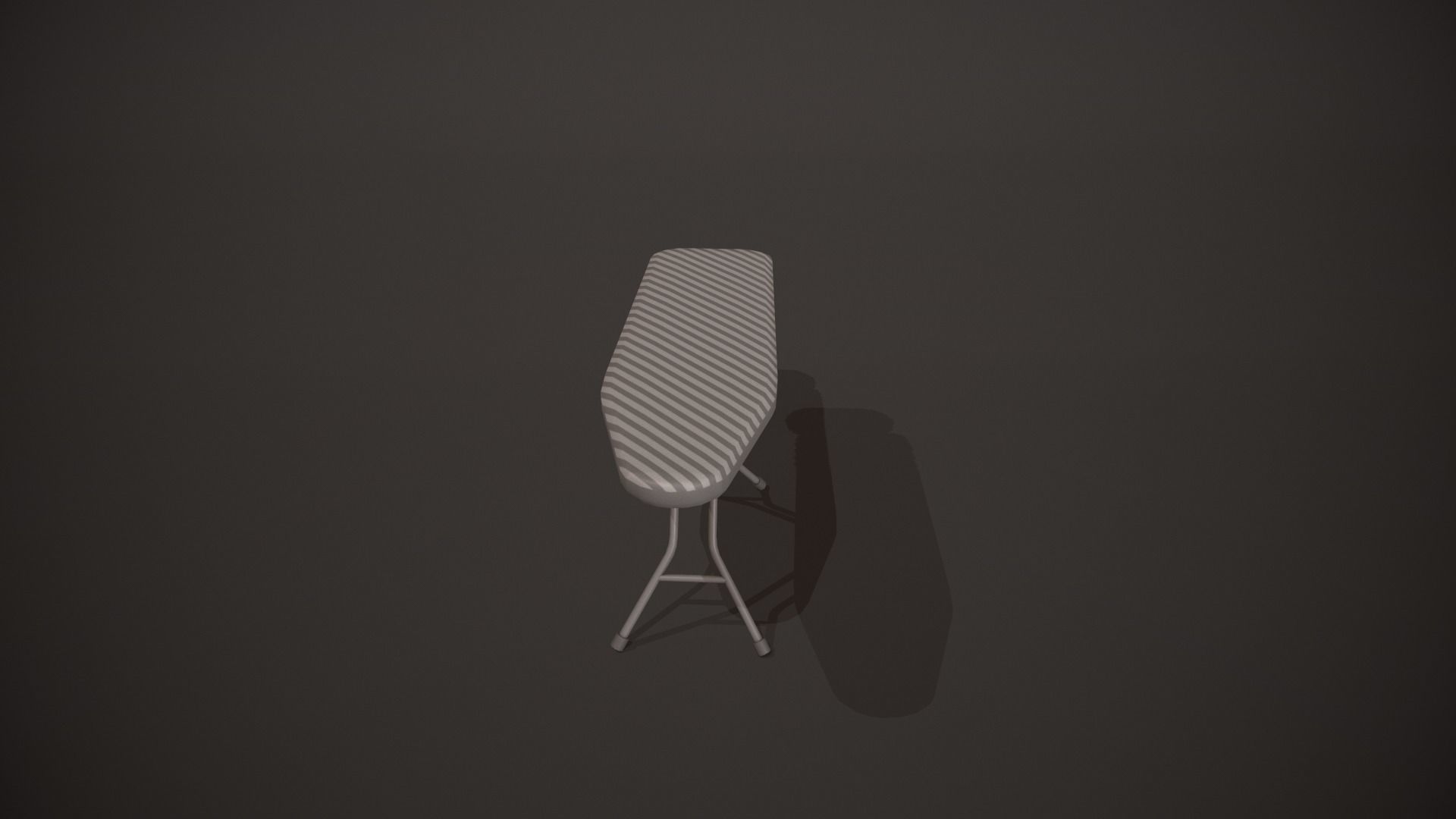 Grey and White Stripes Ironing Board Low-poly 3D model_9