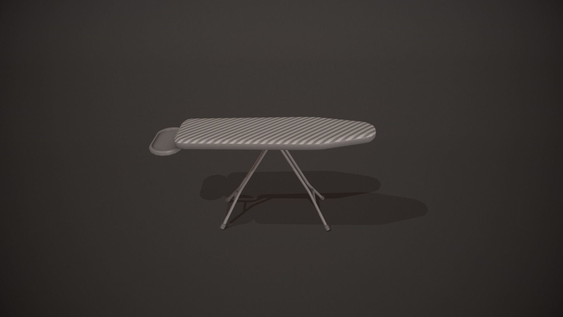 Grey and White Stripes Ironing Board Low-poly 3D model_1