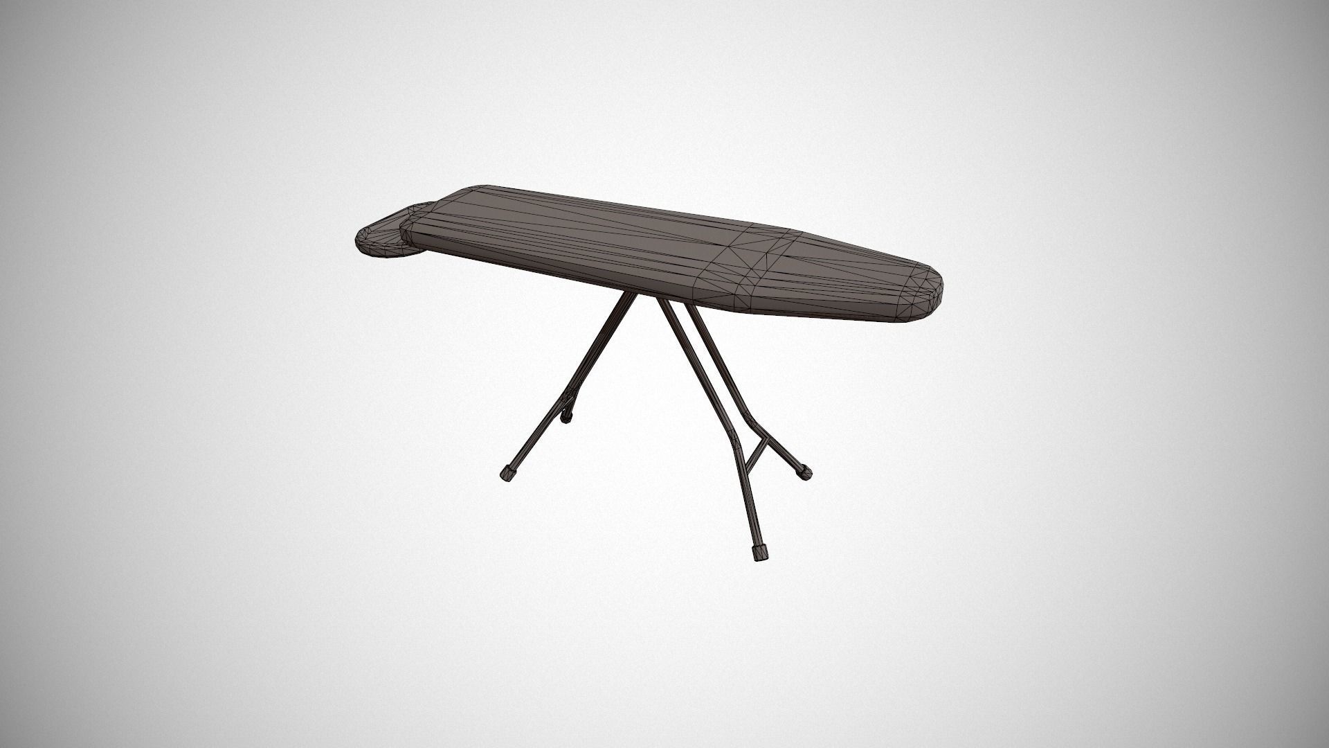 Grey and White Stripes Ironing Board Low-poly 3D model_12