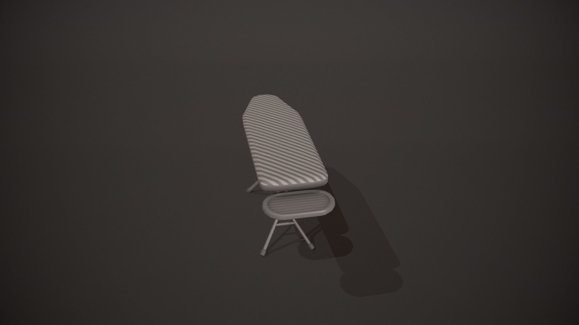 Grey and White Stripes Ironing Board Low-poly 3D model_4