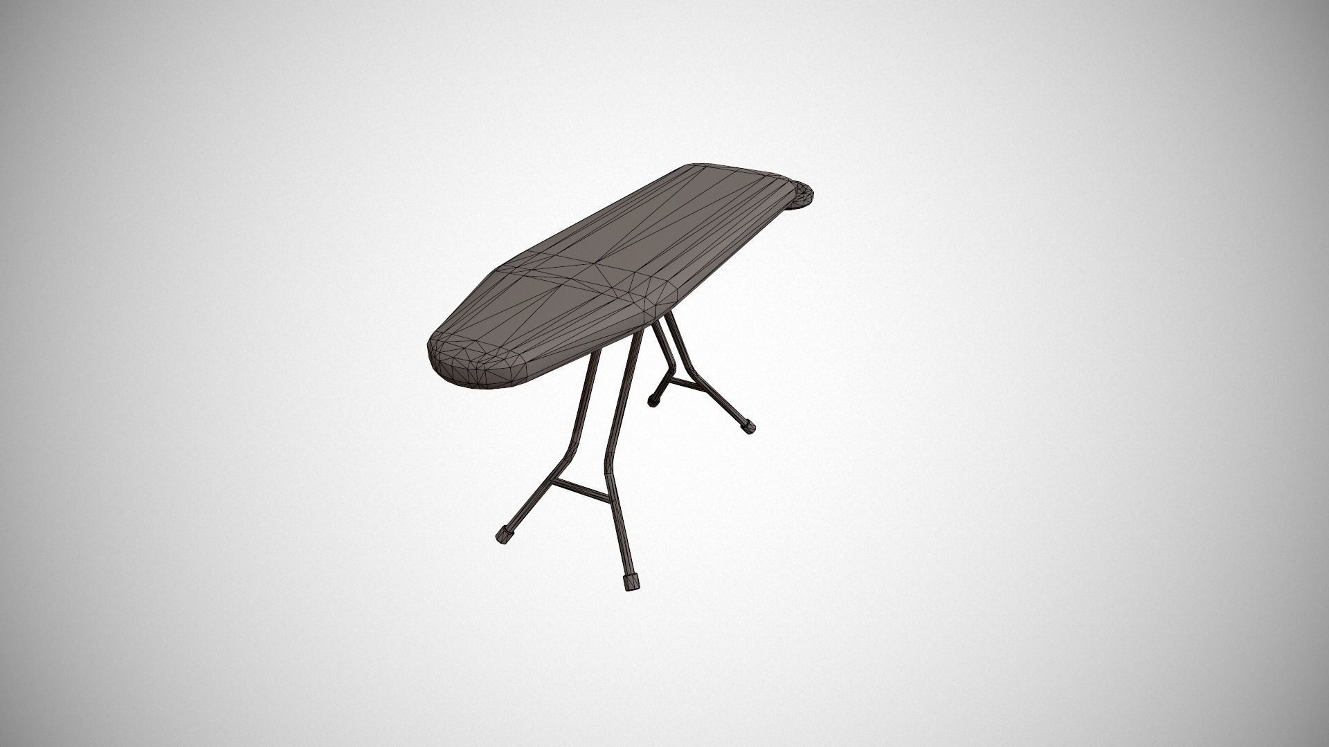 Grey and White Stripes Ironing Board Low-poly 3D model_20