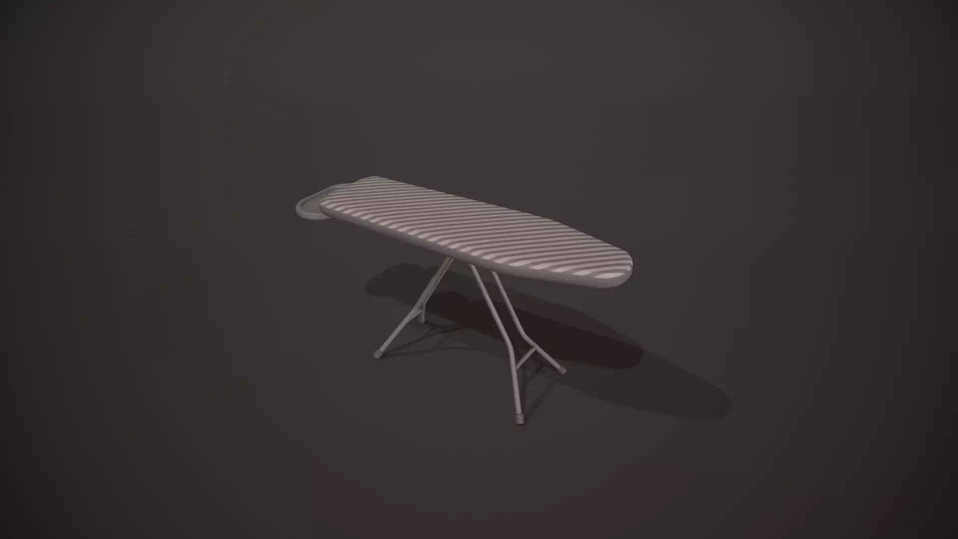 Grey and White Stripes Ironing Board Low-poly 3D model_0