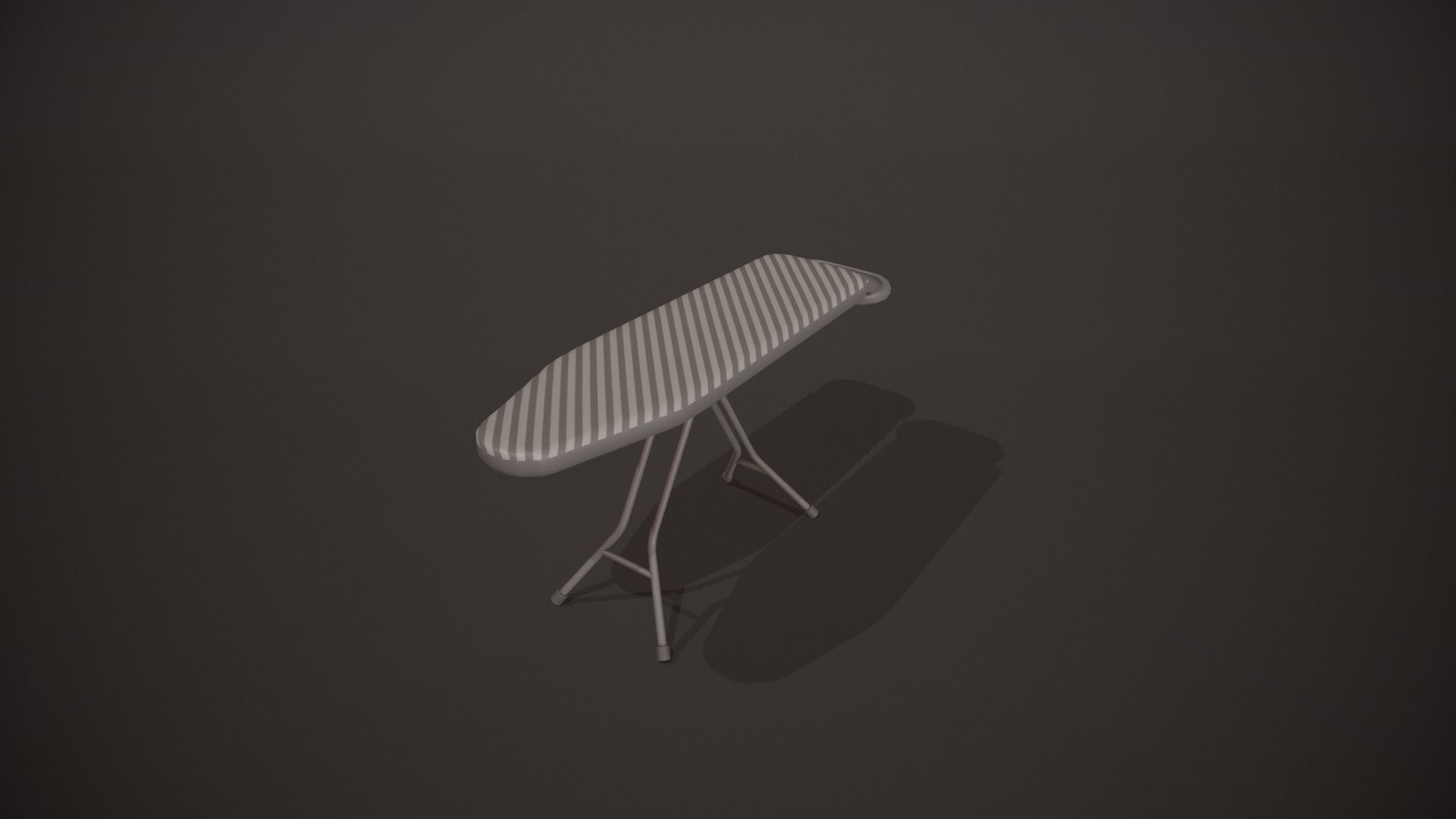 Grey and White Stripes Ironing Board Low-poly 3D model_8