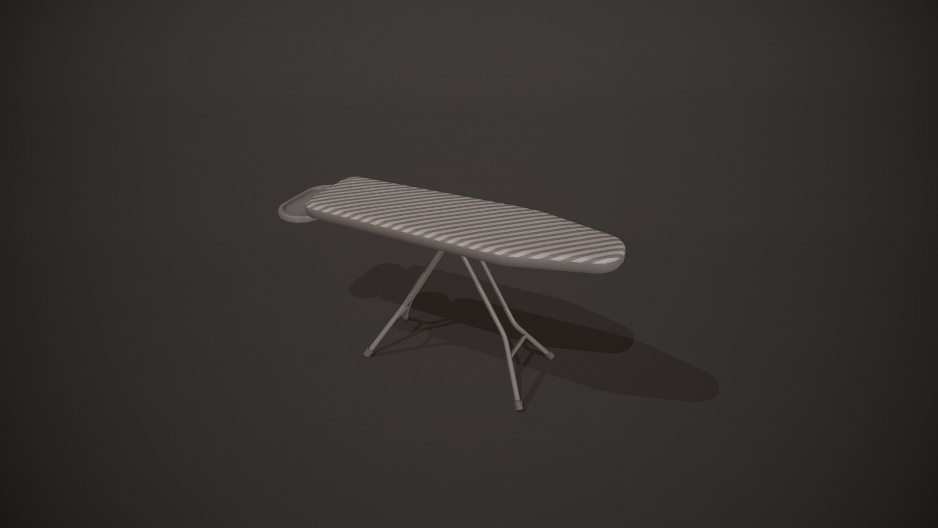 Grey and White Stripes Ironing Board Low-poly 3D model_11