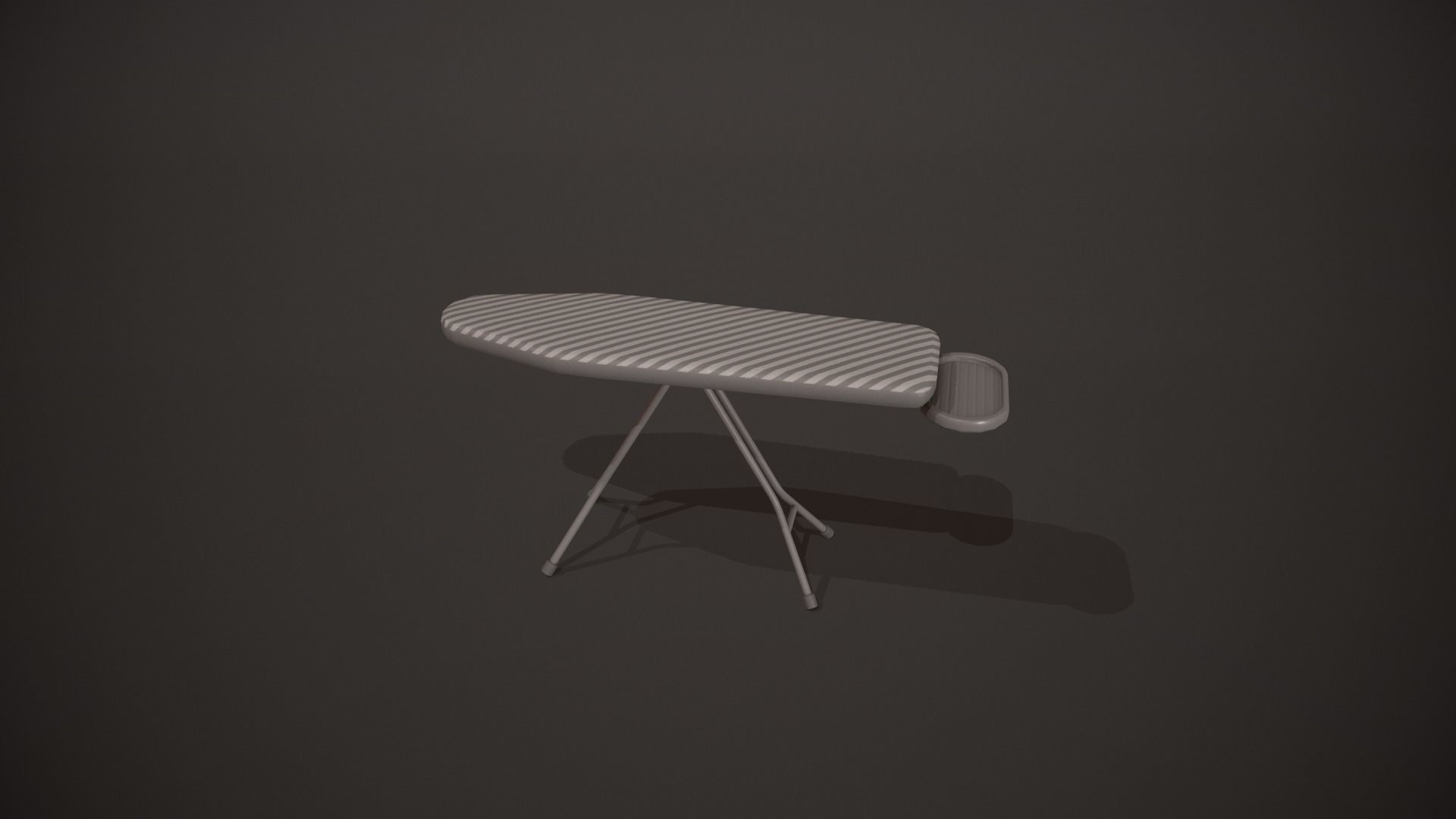 Grey and White Stripes Ironing Board Low-poly 3D model_6