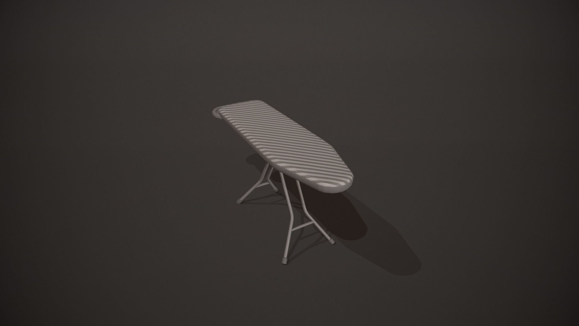 Grey and White Stripes Ironing Board Low-poly 3D model_10