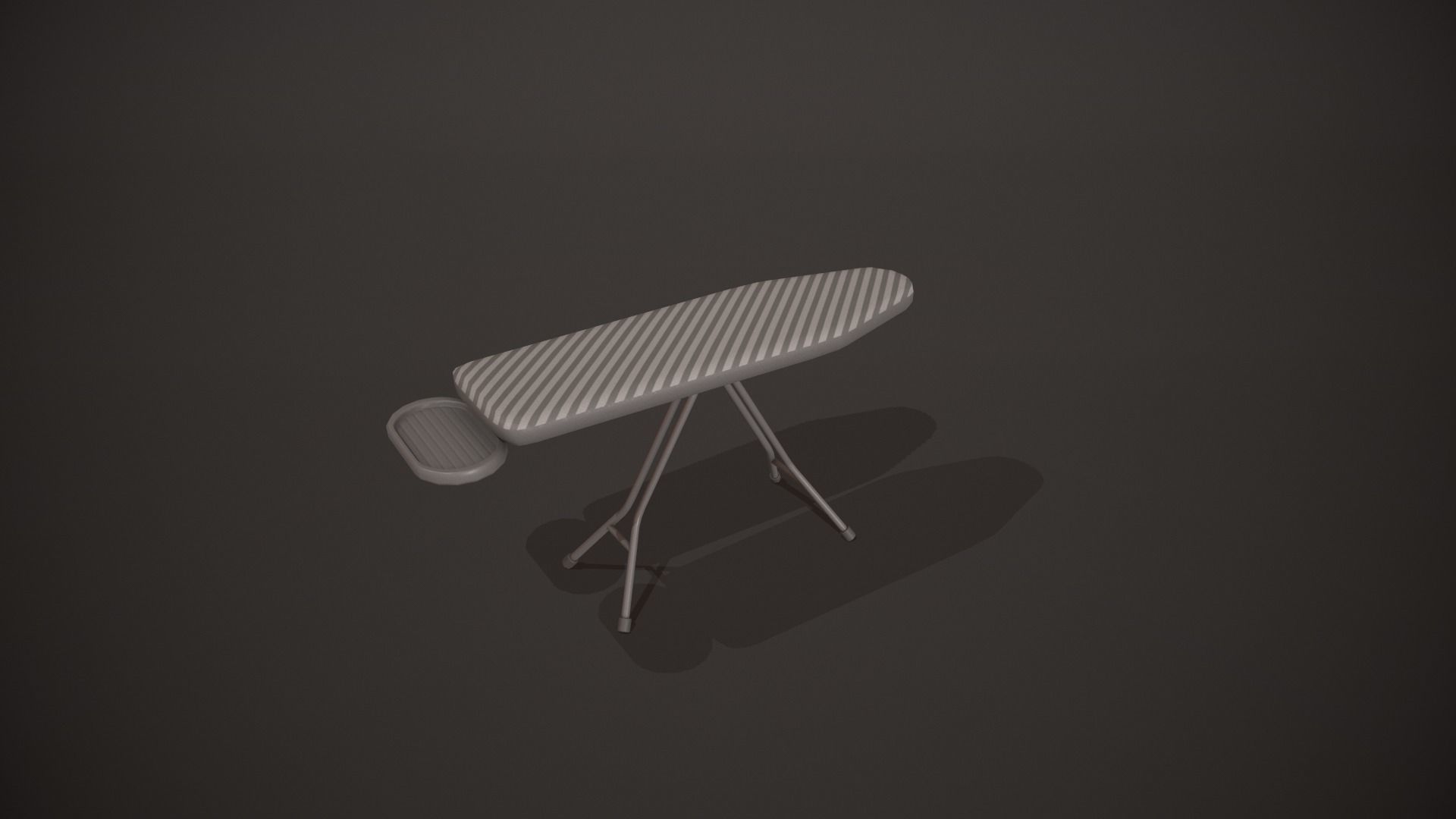 Grey and White Stripes Ironing Board Low-poly 3D model_2