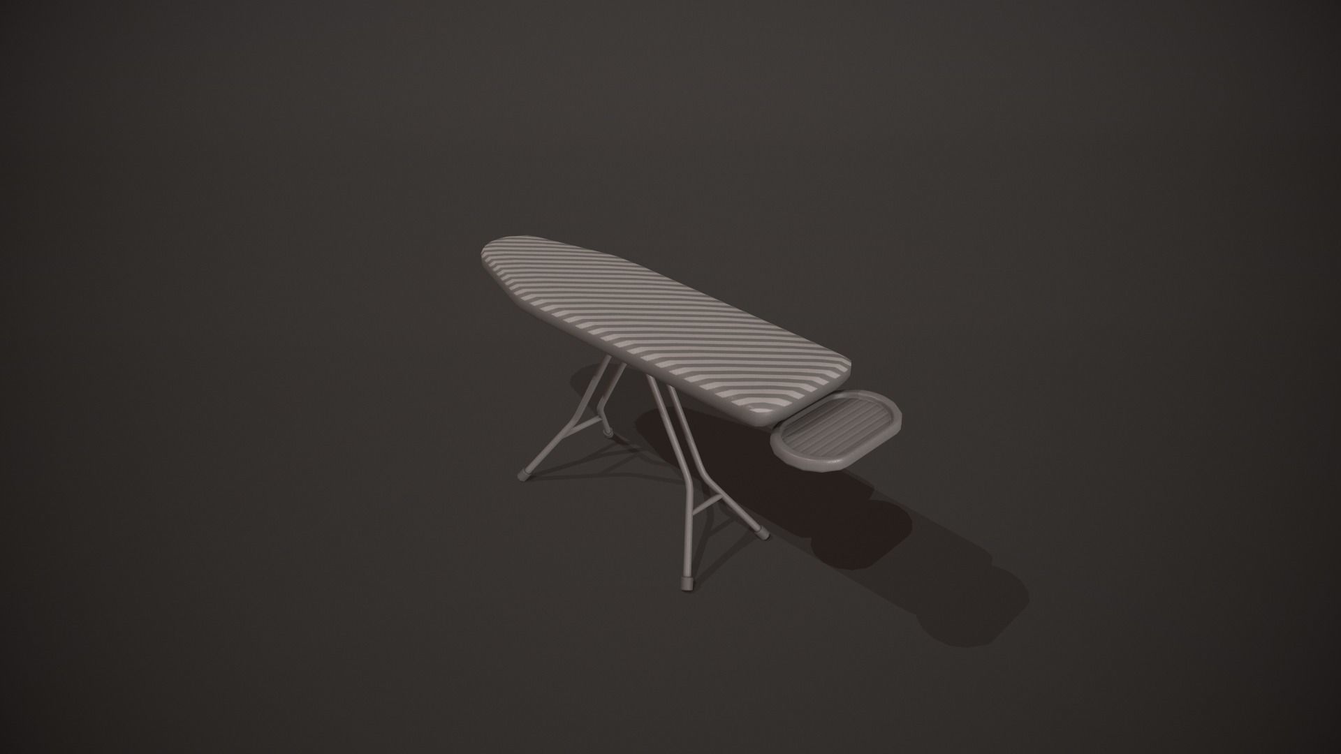 Grey and White Stripes Ironing Board Low-poly 3D model_5