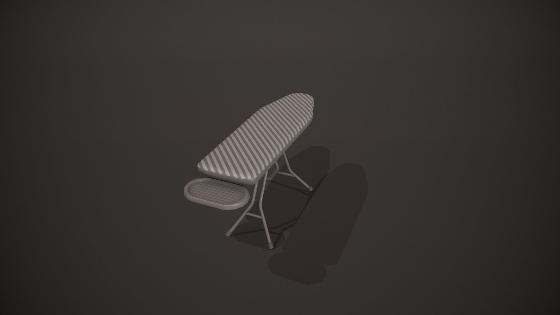 Grey and White Stripes Ironing Board Low-poly 3D model_3