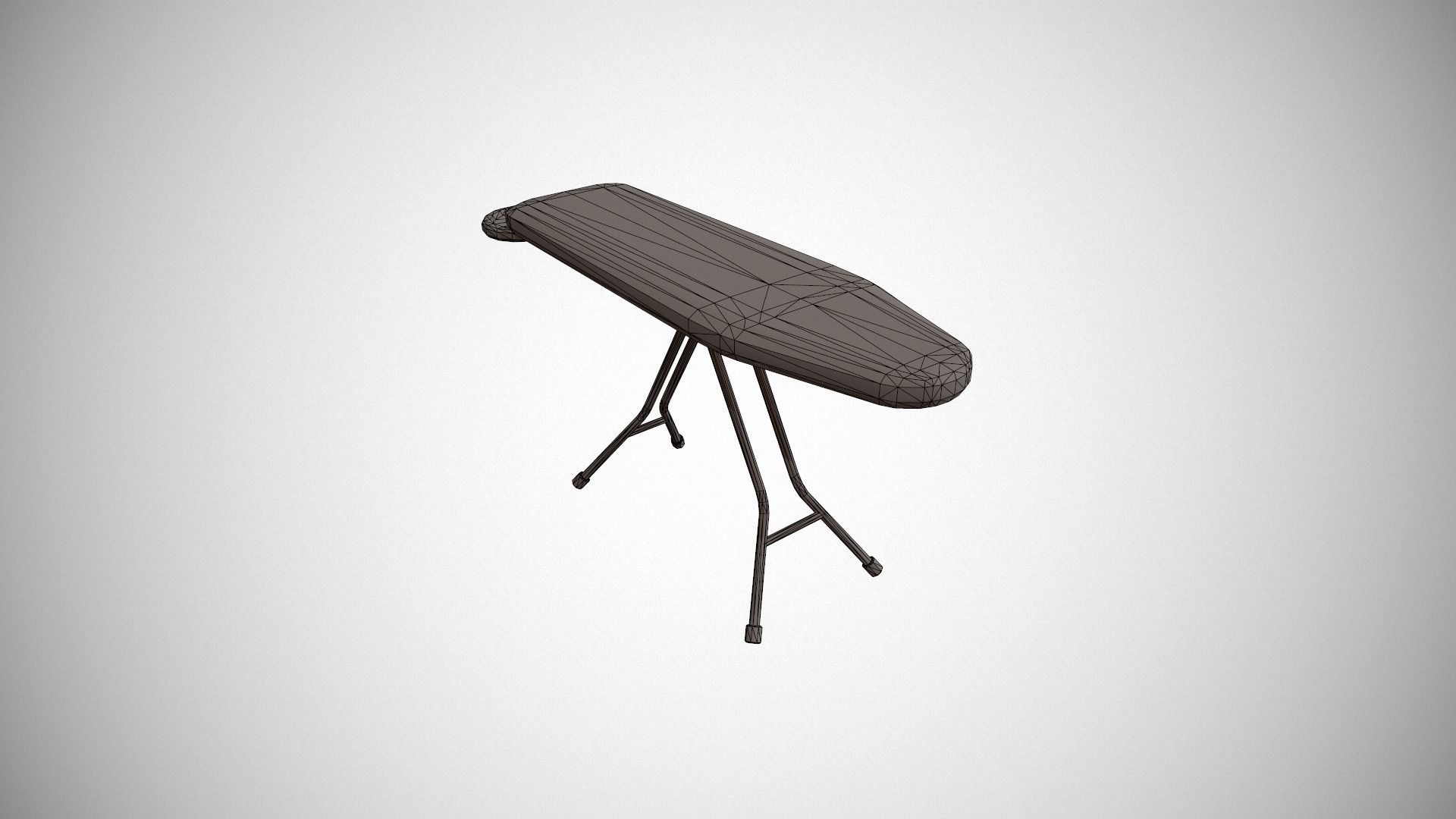 Grey and White Stripes Ironing Board Low-poly 3D model_22