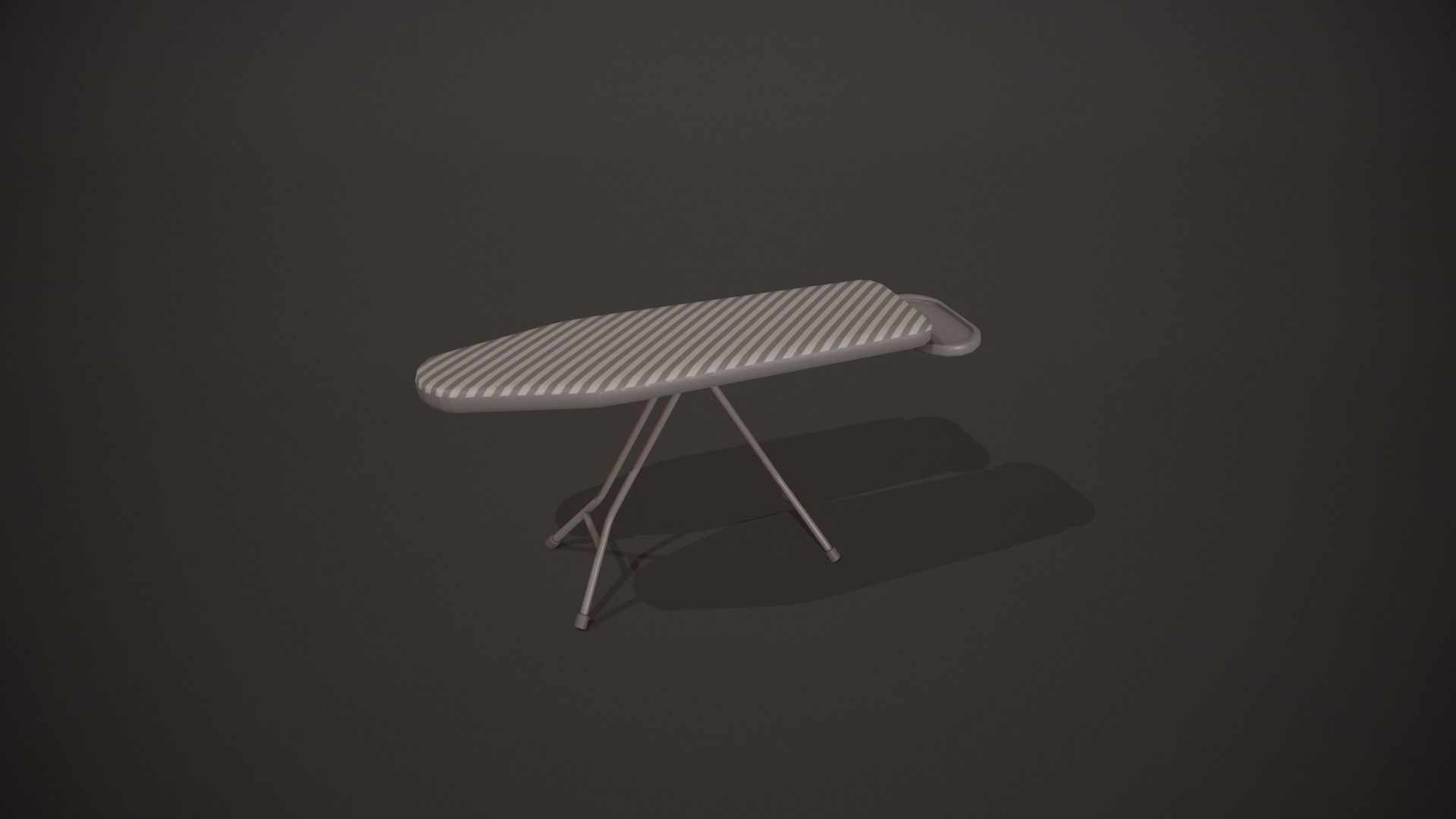 Grey and White Stripes Ironing Board Low-poly 3D model_7