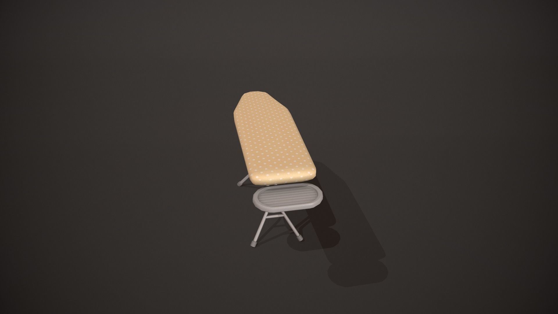 Yellow and White Spots Ironing Board Low-poly 3D model_4