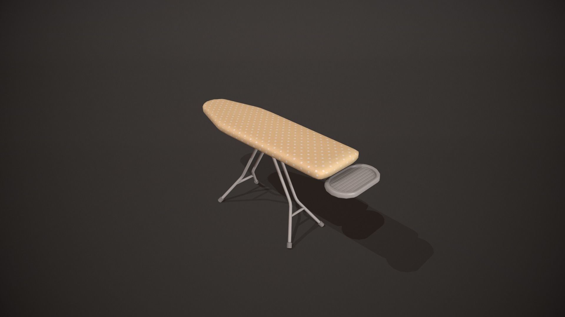 Yellow and White Spots Ironing Board Low-poly 3D model_5