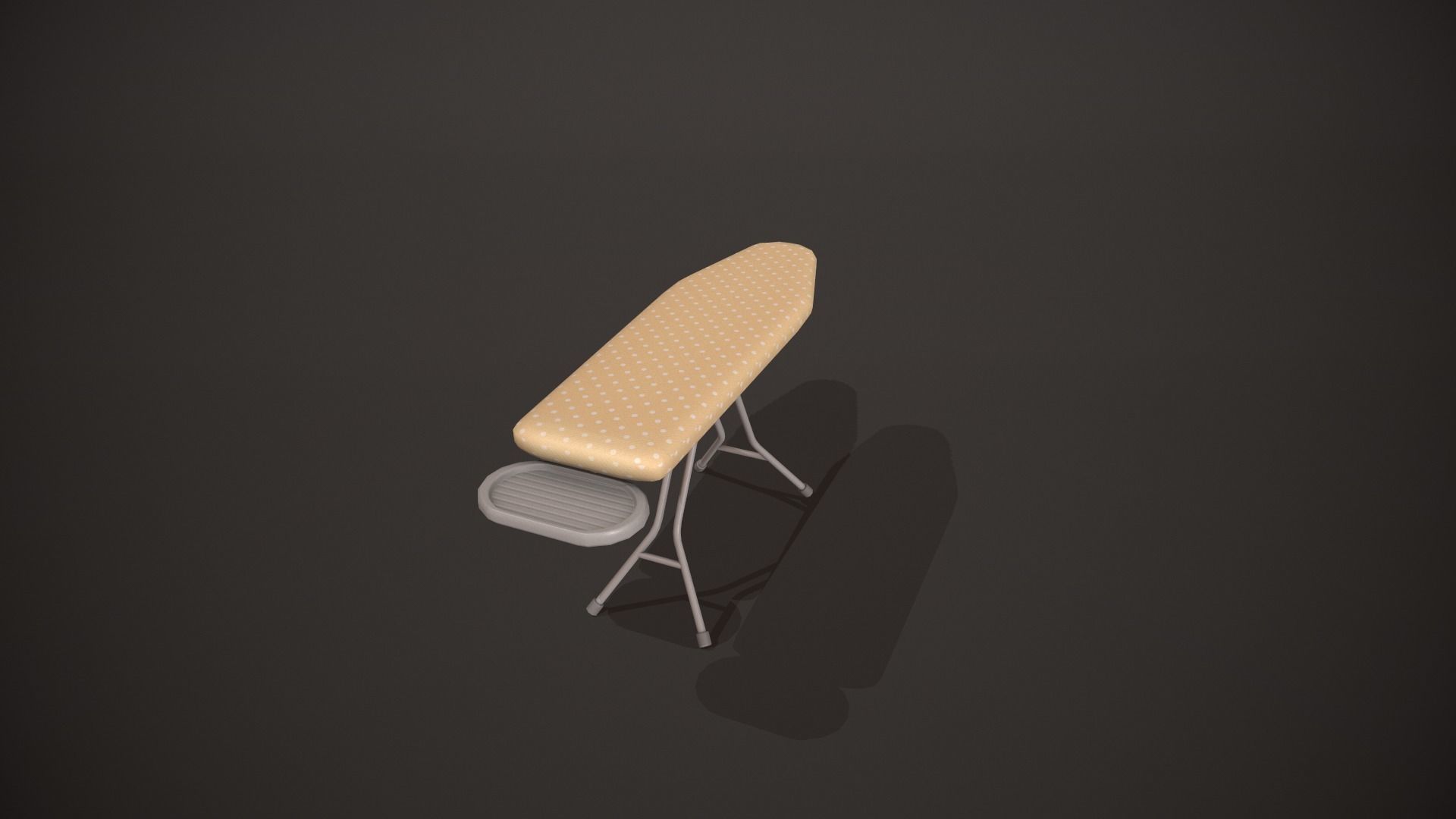 Yellow and White Spots Ironing Board Low-poly 3D model_3