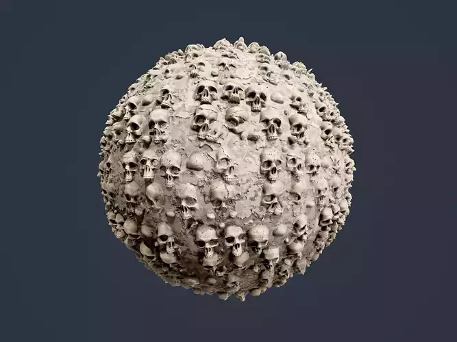 Skull Bones Horror Seamless PBR Texture 13 Texture