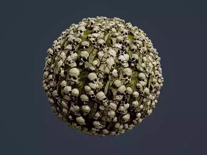 Skull Bones Horror Seamless PBR Texture 17 Texture