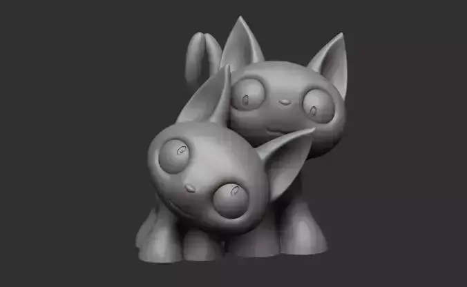 Anime Style Little Cat Couple 3D Print