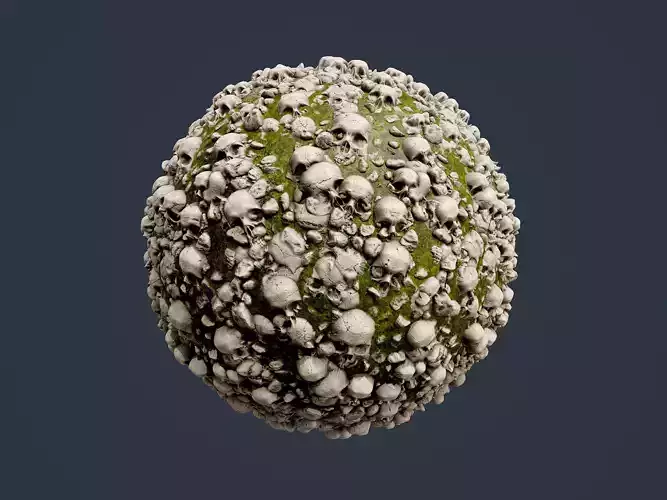 Skull Bones Horror Seamless PBR Texture 24