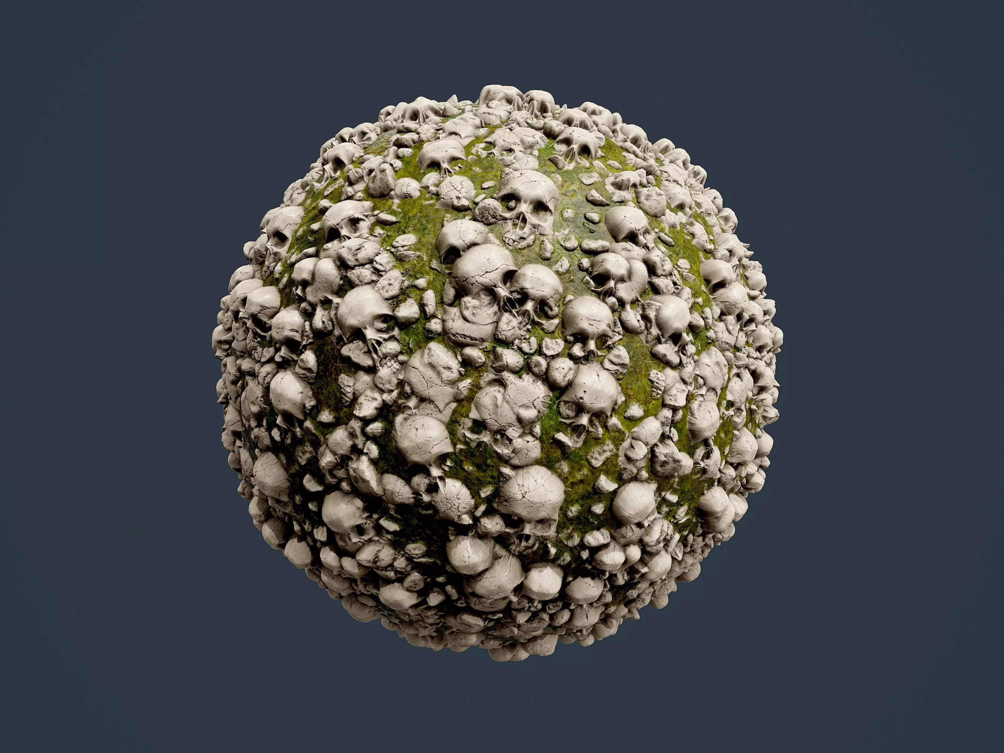 Skull Bones Horror Seamless PBR Texture 24 Texture_0