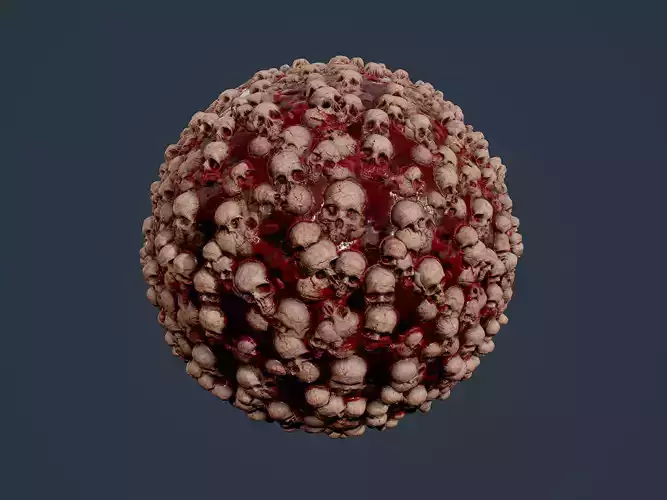 Skull Bones Horror Seamless PBR Texture 33