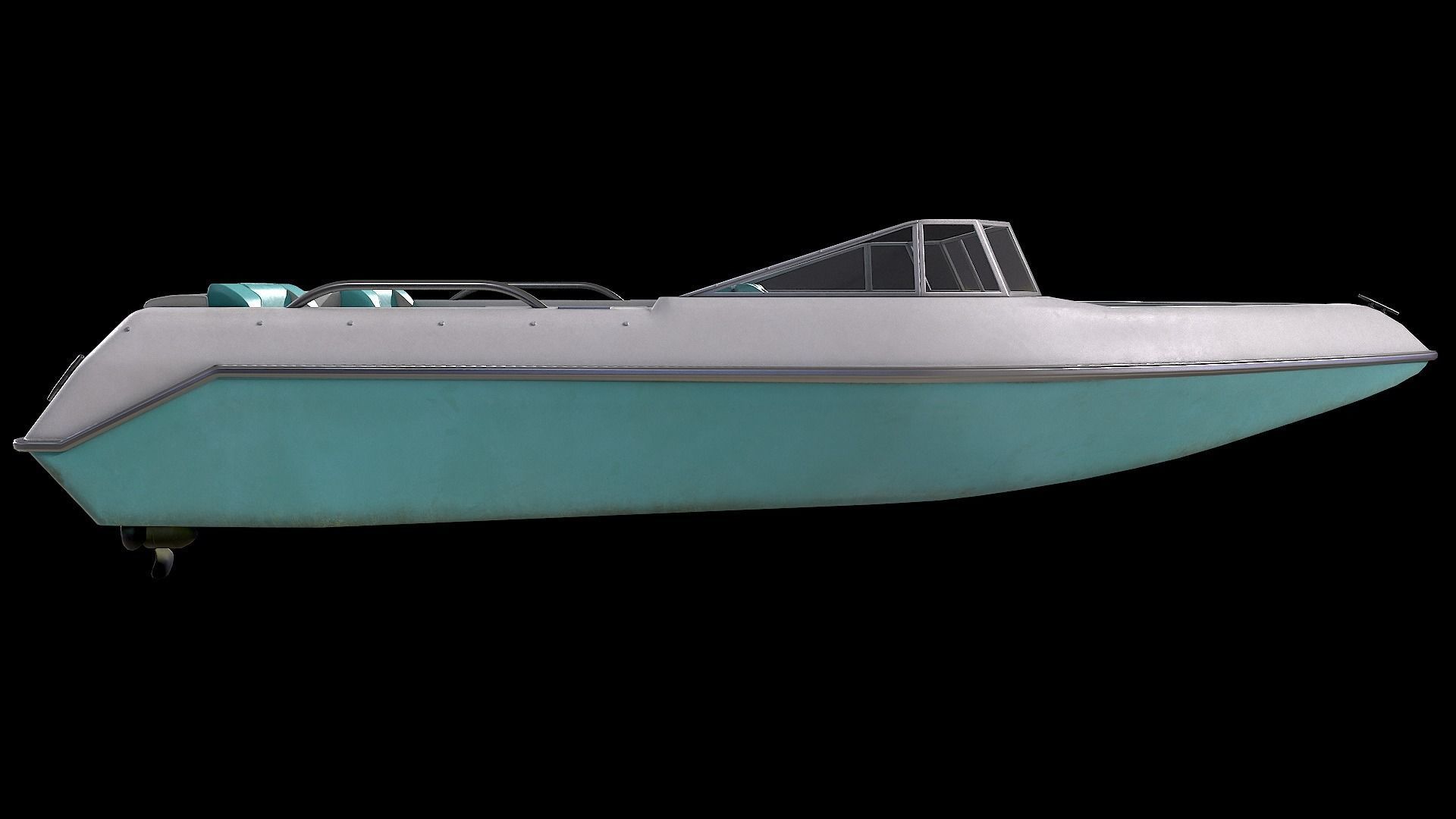 Motorboat Low-poly 3D model_6