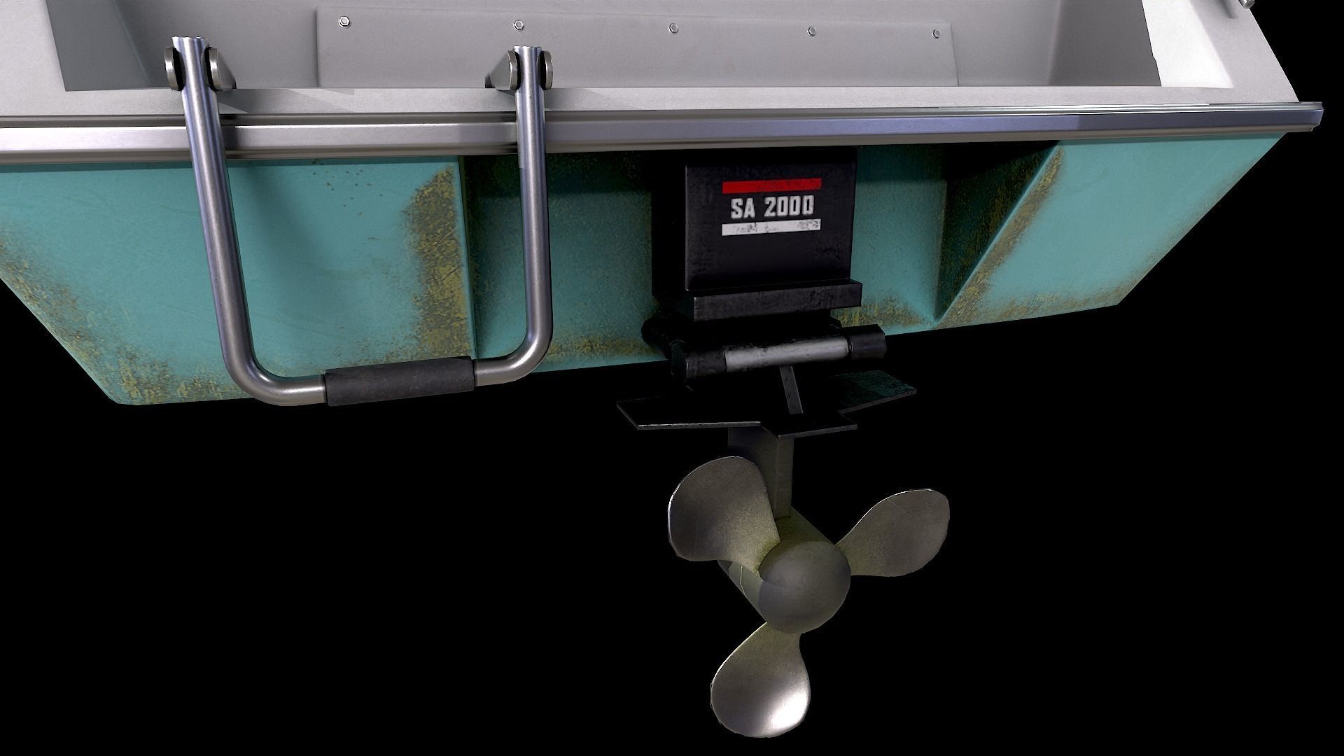 Motorboat Low-poly 3D model_7