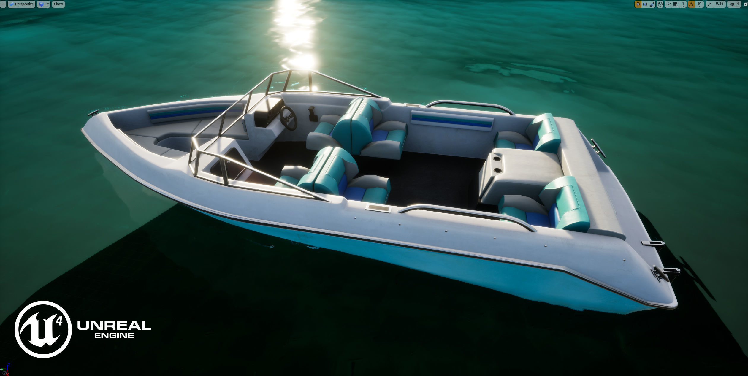 Motorboat Low-poly 3D model_18