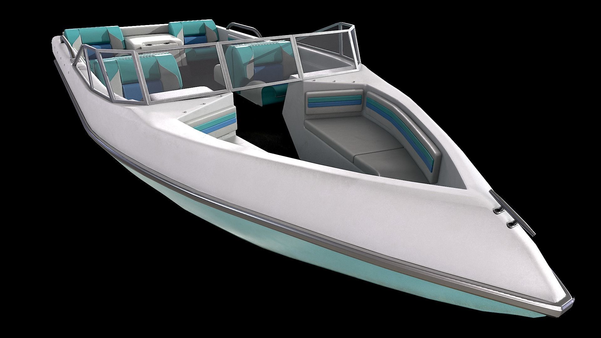 Motorboat Low-poly 3D model_12