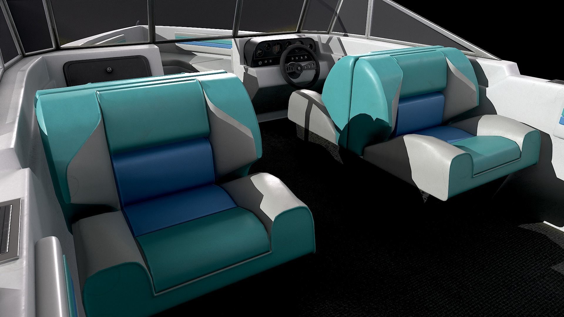 Motorboat Low-poly 3D model_8