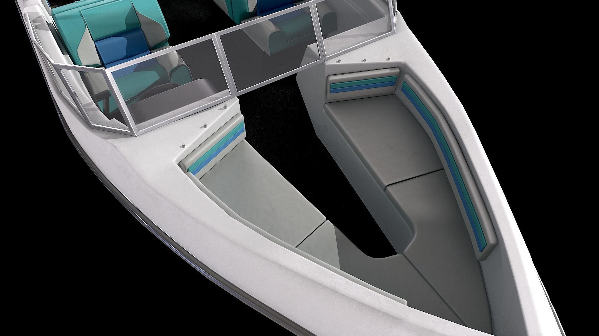 Motorboat Low-poly 3D model_11