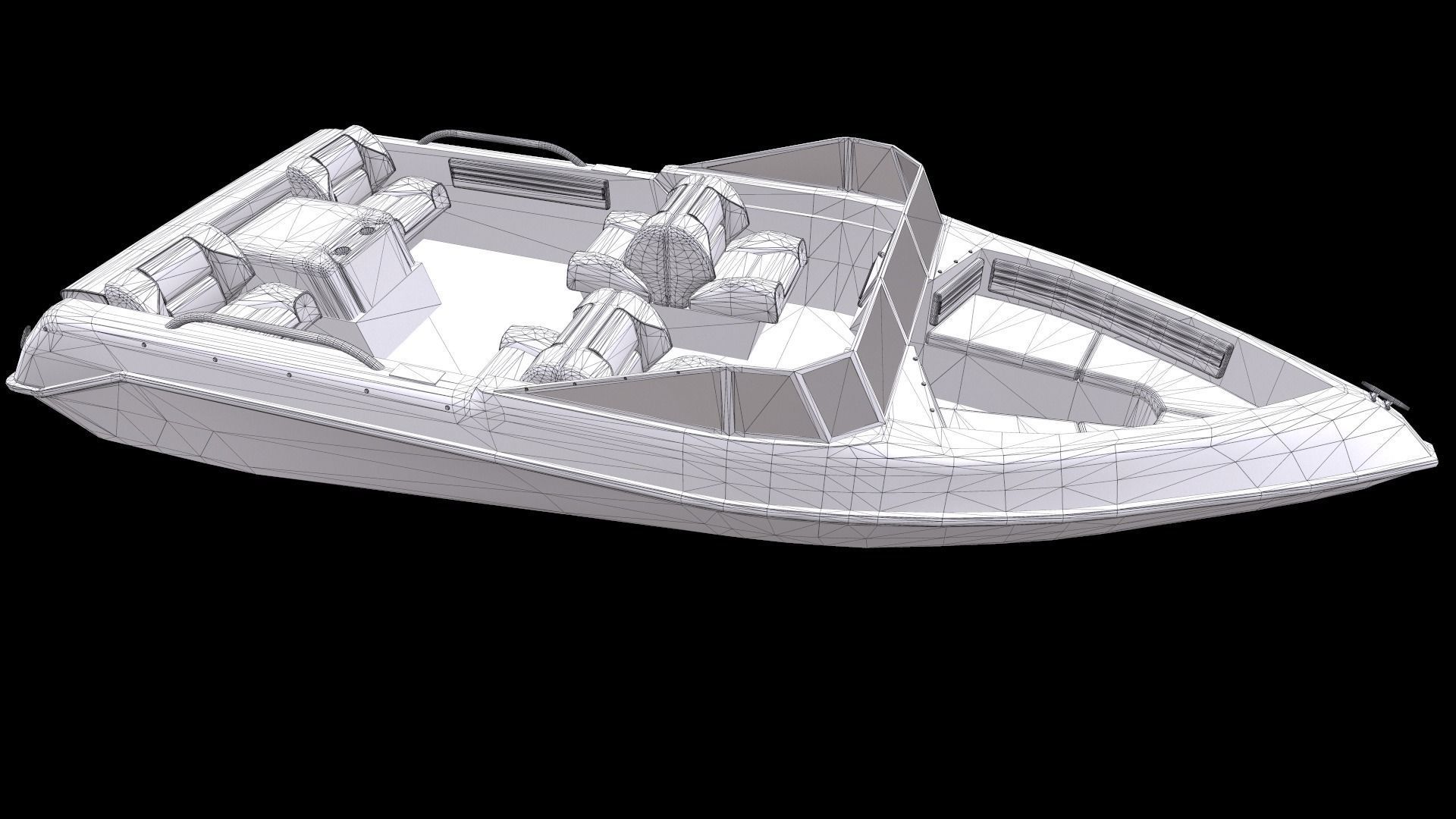 Motorboat Low-poly 3D model_15