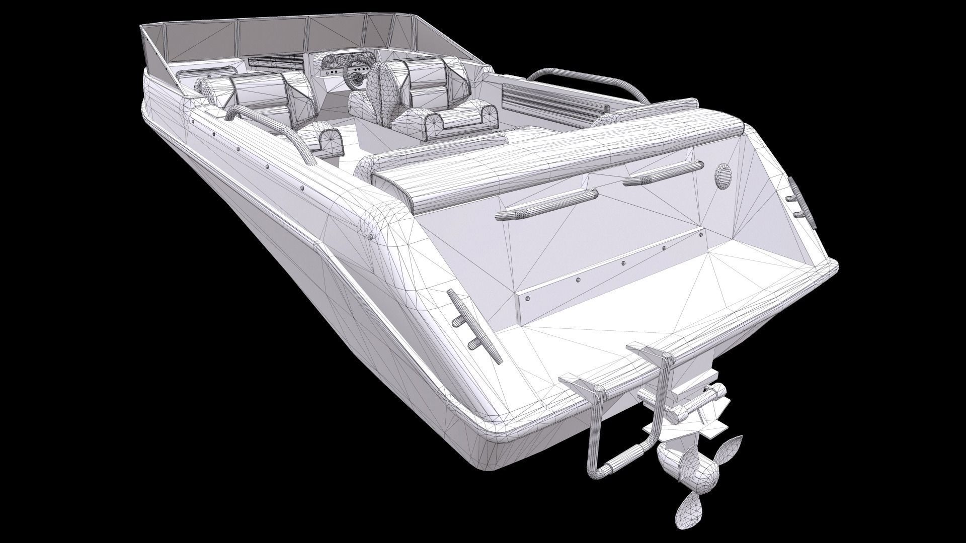 Motorboat Low-poly 3D model_17