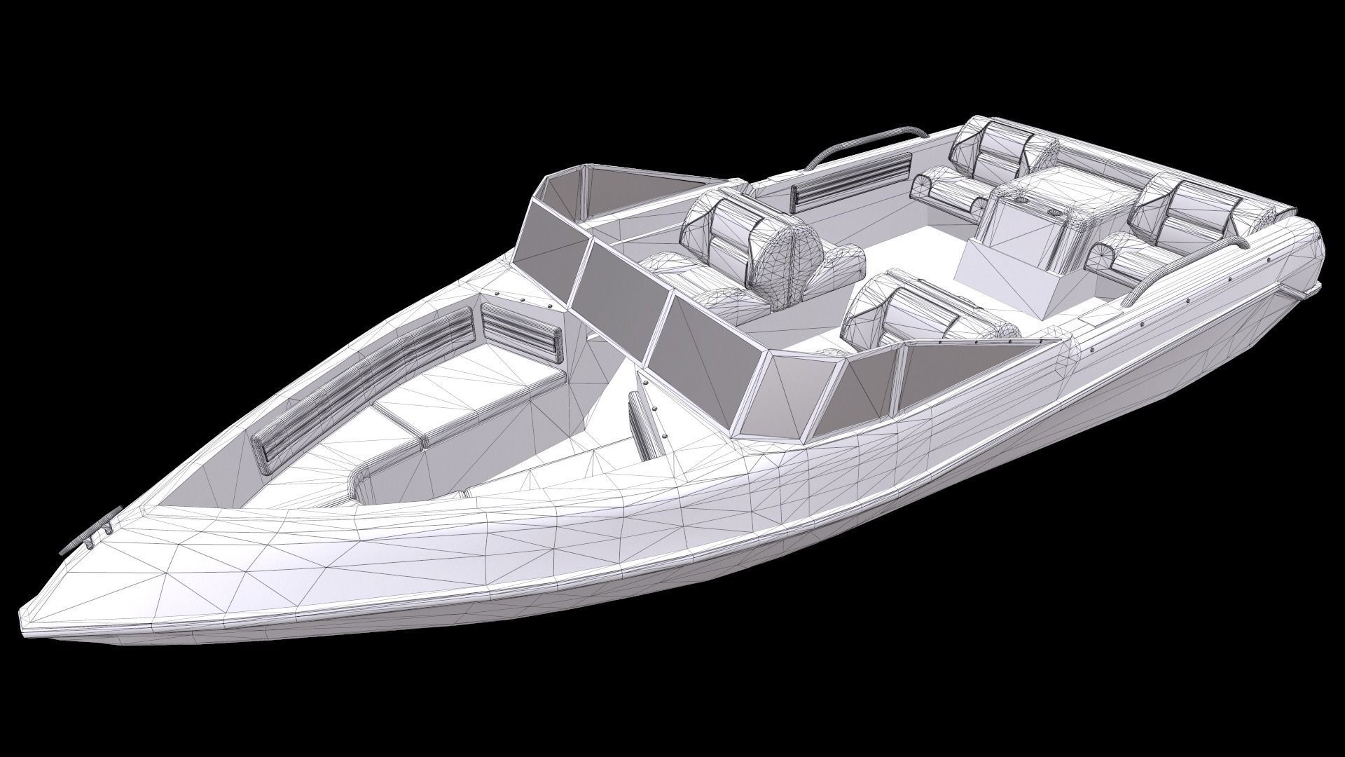 Motorboat Low-poly 3D model_14