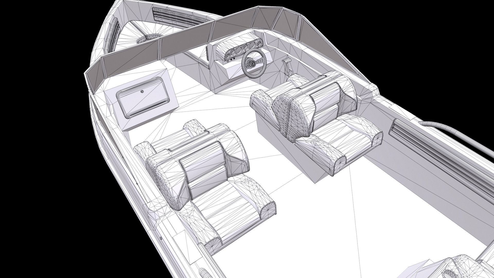 Motorboat Low-poly 3D model_16