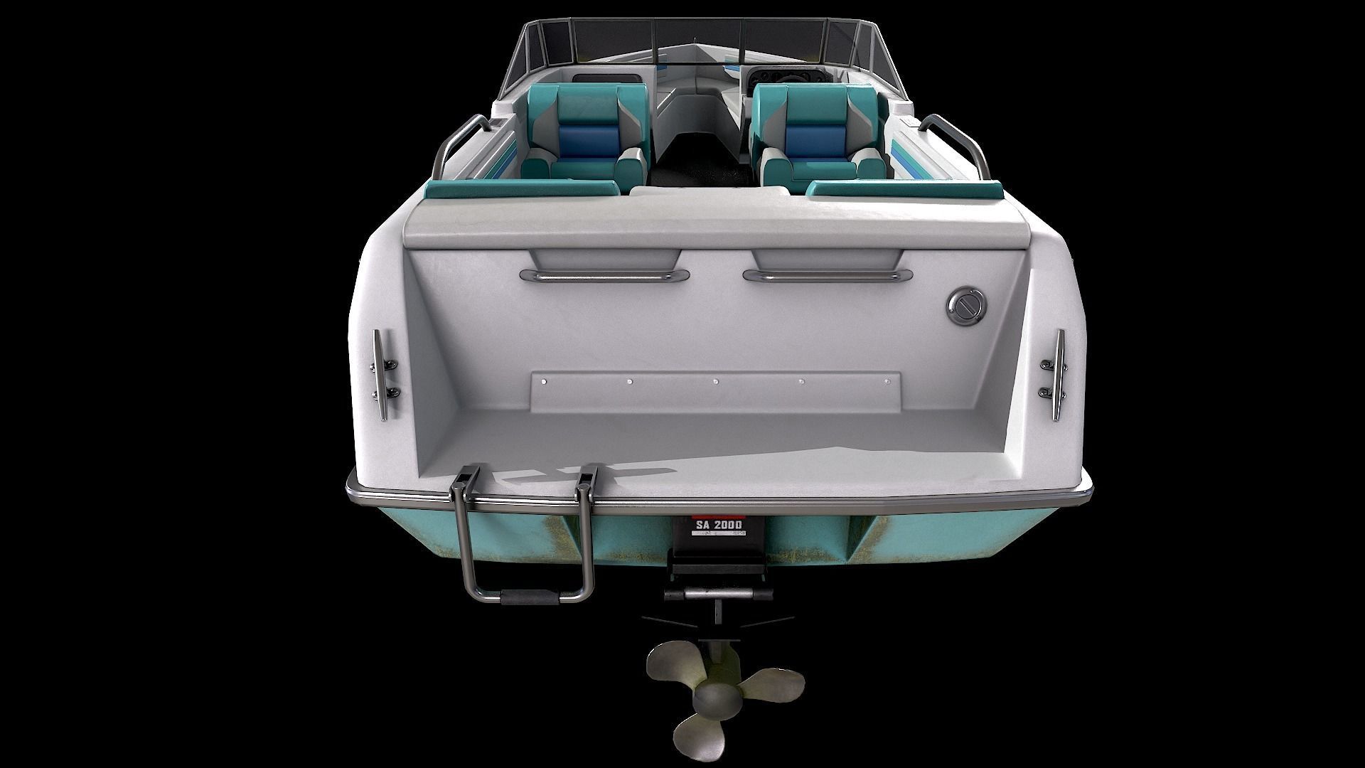 Motorboat Low-poly 3D model_3