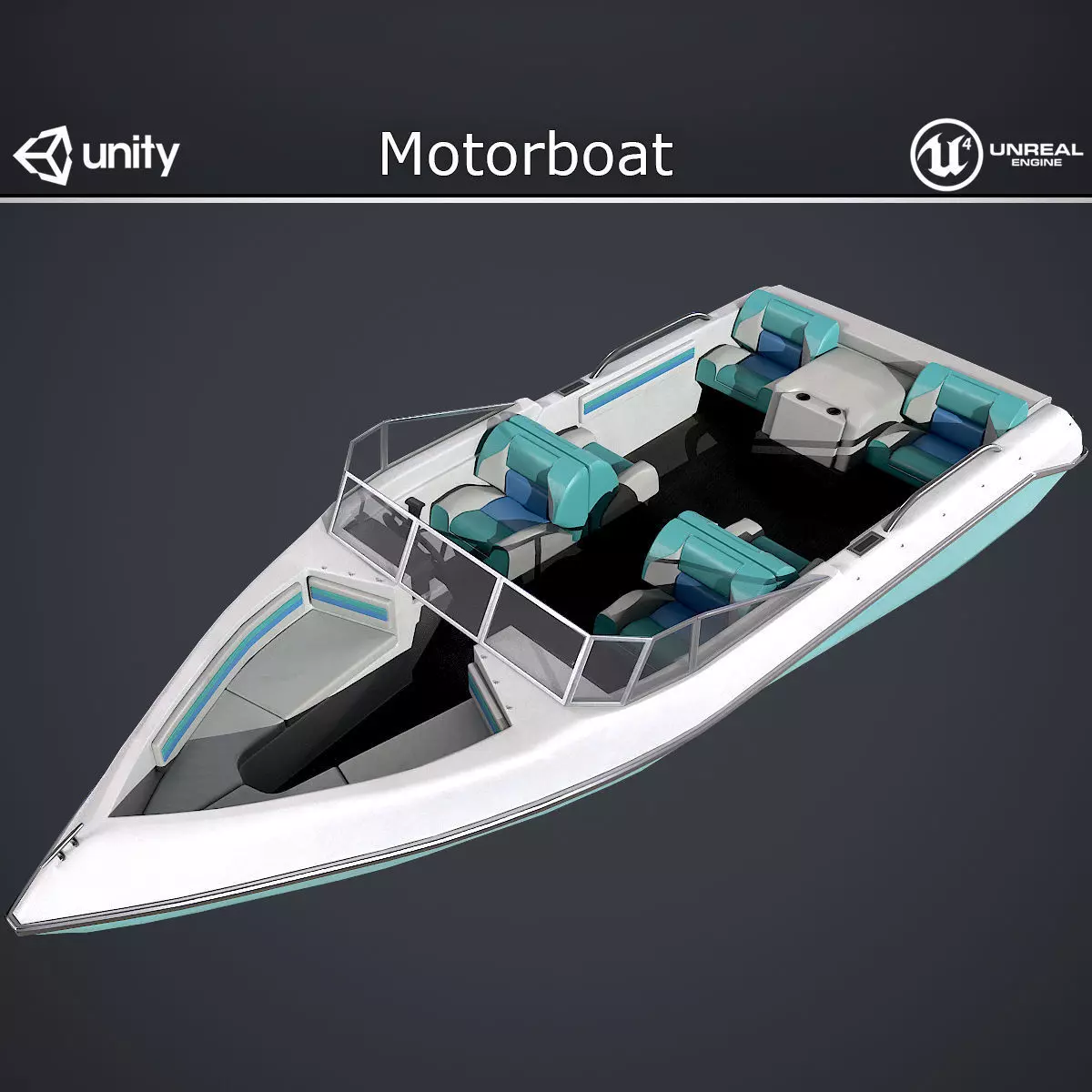 Motorboat Low-poly 3D model_0