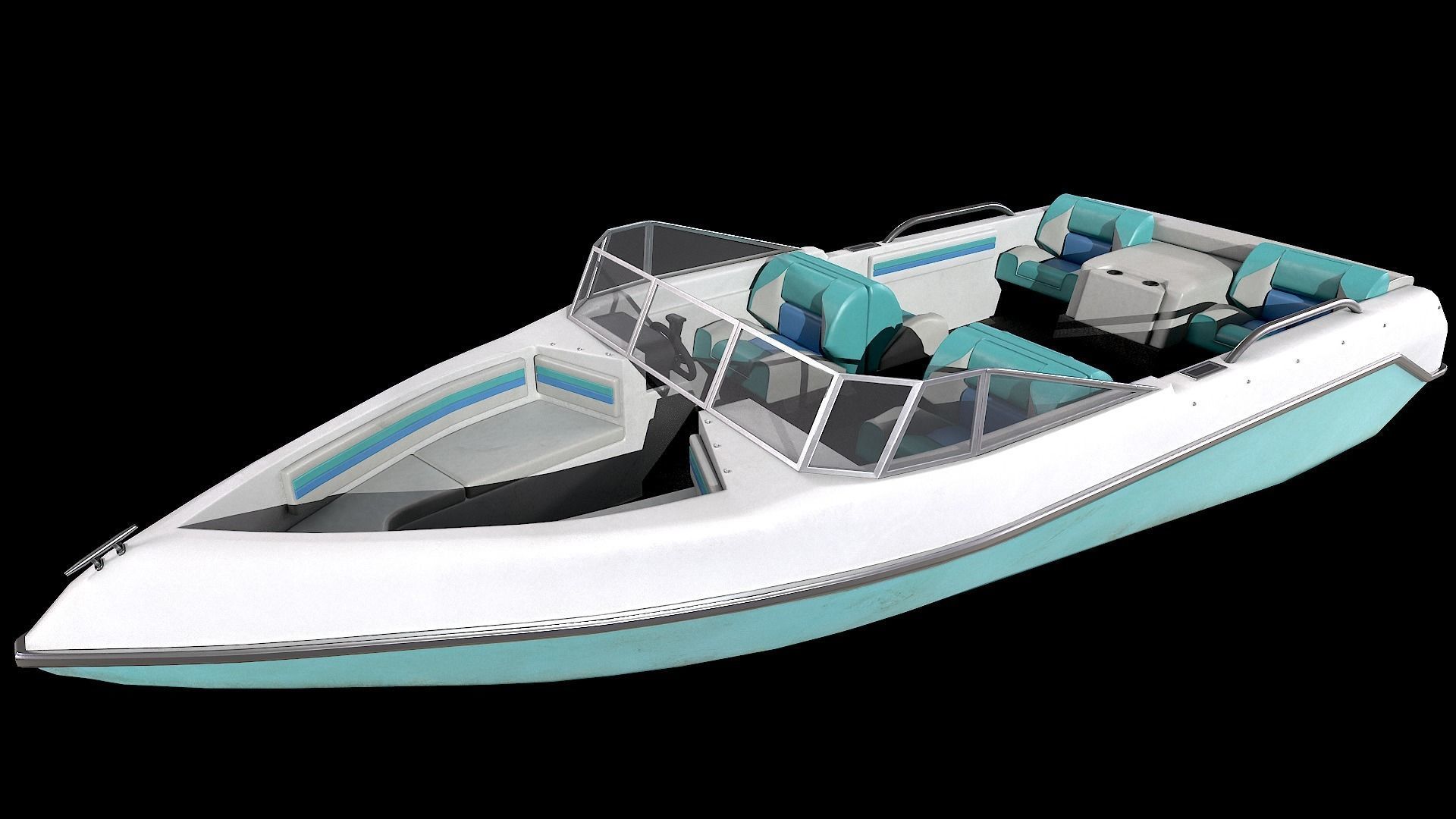 Motorboat Low-poly 3D model_4