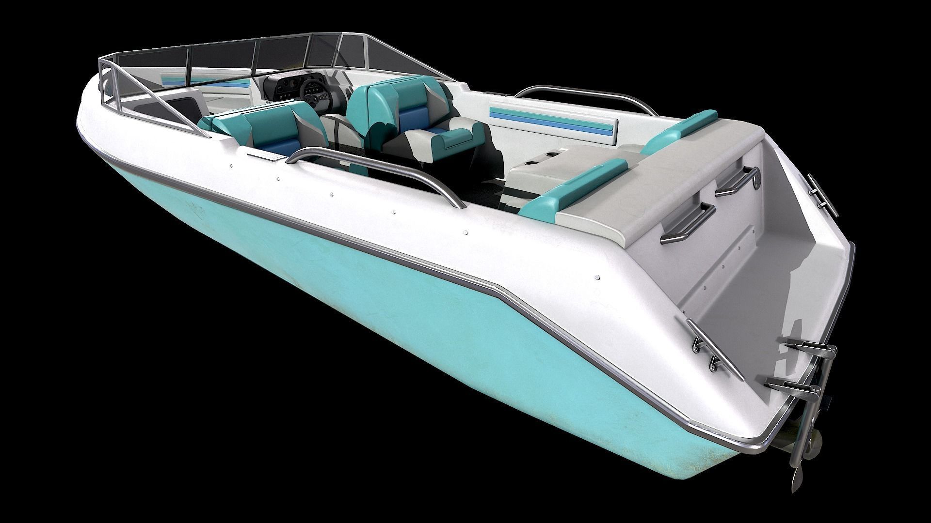 Motorboat Low-poly 3D model_2