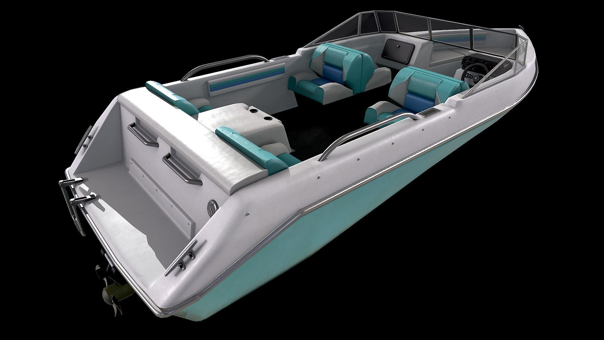 Motorboat Low-poly 3D model_5