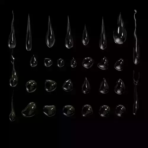  droplets bundle - patch of water drops 3D model