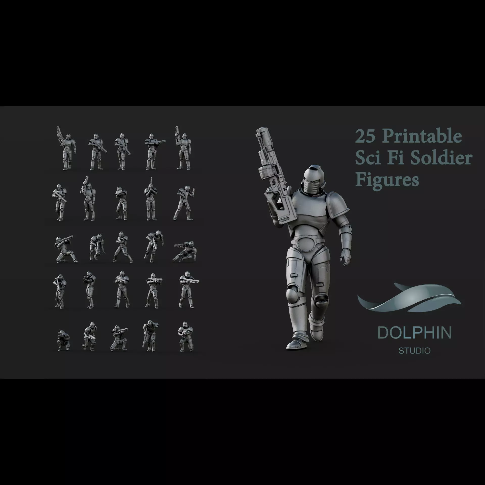  25 Sci Fi Soldier figures 3D print model_0