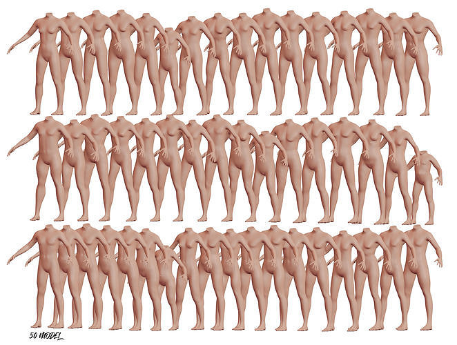 Collection Character High and Low-poly - 50 Body Male and Female 3D model