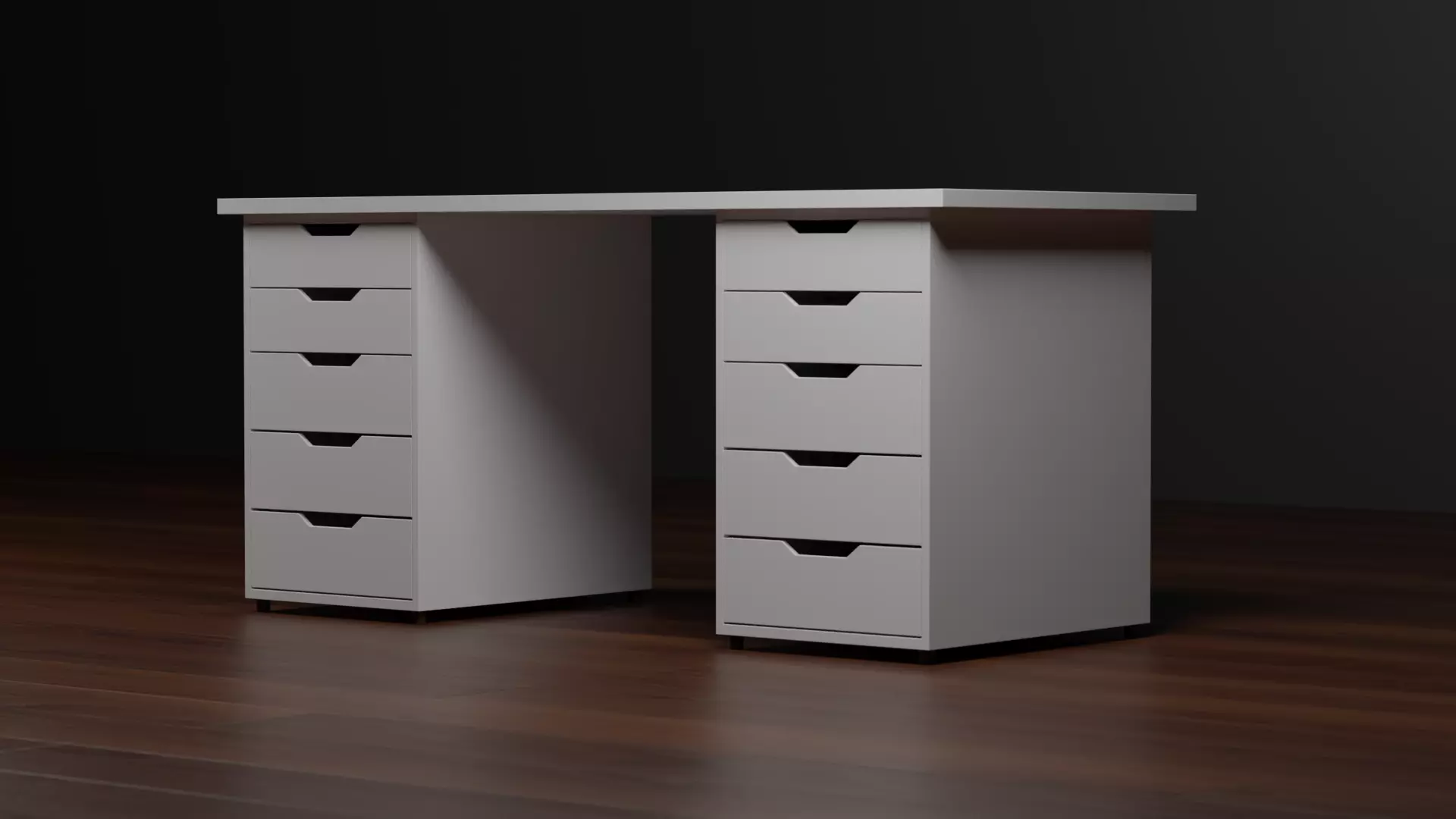Office workplace-1 White office-Desk-3D Model Low-poly 3D model