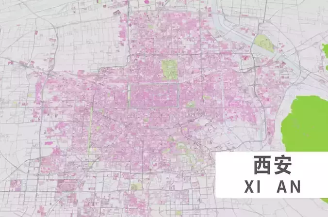 XI AN City urban planning maquett  building Terrain 3D model